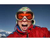   Young man, Shouting, Ski goggles
