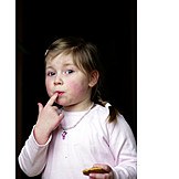  Child, Girl, Eating, Anxious, Licking, Sweets, Tasting, Index Finger