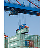   Logistik, Handel, Container, Fracht, Import, Export, Laufkatze