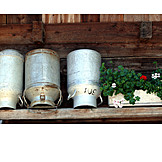   Rural scene, Milk canister, Window box