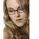   Woman, Blonde hair, Glasses, Portrait
