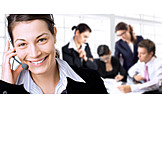   Business Woman, Meeting & Conversation, On The Phone, Headset