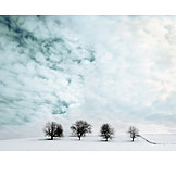   Winter landscape, Cloudy sky