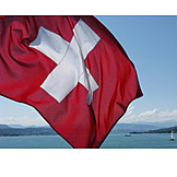   Schweiz, Nationalflagge, Zürichsee
