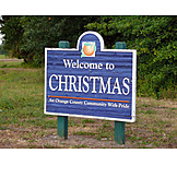   Humor & Skurril, Christmas, Florida, Ortsschild