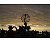   Human group, Sunset, Silhouette, North cape