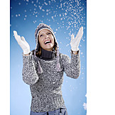   Young Woman, Woman, Enthusiastic, Winter, Snowing