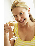   Young Woman, Indulgence & Consumption, White Wine, Toast