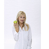   Frau, Gesunde ernährung, Apfel