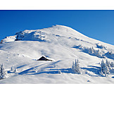   Berg, Winterlandschaft, Verschneit, Berghütte, Skipiste, Skihütte