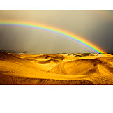   Sandy desert, Rainbow, Dunes