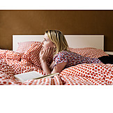   Young Woman, Leisure & Entertainment, Lying, Bed, Book