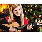   Girl, Christmas, Christmas eve, Playing guitar, Christmas song