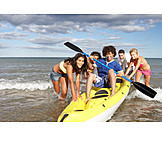   Teenager, Summer, Together, Kayak, Clique