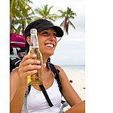  Young Woman, Indulgence & Consumption, Beer, Vacation, Beer Bottle