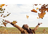   Young Woman, Happy, Autumn, Vitality