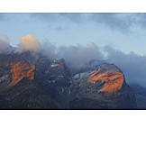   Mountain range, European alps, Alpenglow, Dramatic
