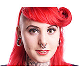   Young Woman, Individuality & Uniqueness, Piercing, Rockabilly