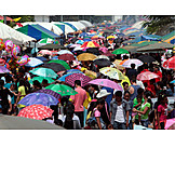   Menschenmenge, Regenschirm, Laos, Vientiane