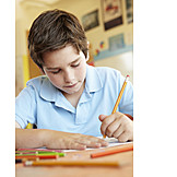   Boy, Child, Drawing, Homework