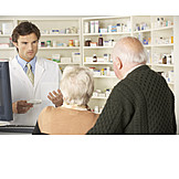   Medikament, Senioren, Pharmazie, Apotheke, Kunden, Kundenberatung, Apotheker