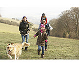   Walk, Dog, Family, Golden retriever