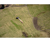   Field, Aerial View, Cabin, Alp