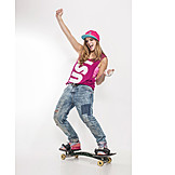   Young Woman, Fun & Happiness, Youth Culture, Snakeboard
