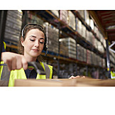   Young Woman, Logistics, Scanning, Warehouse Clerk, Mail Order Company