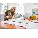   Toddler, Mother, Multi Tasking, Home Office