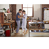   Couple, Love, Kitchen, Morning, Dancing