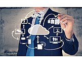   Verbindung, Datenspeicher, Internet, Cloud, Cloud Computing