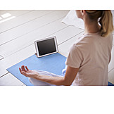   Meditating, Yoga, Online, Lotus Position, Tablet-pc