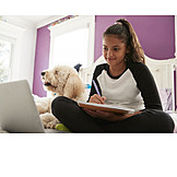   Teenager, Girl, Happy, Homework