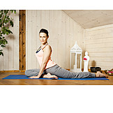   Young Woman, Home, Gymnastics, Yoga Exercises