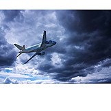   Airplane, Flying, Thunderclouds