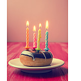   Birthday, Candlelight, Donut