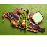   Green Asparagus, Trout, Fish Dish