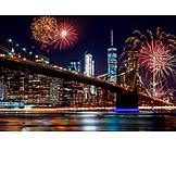   Feuerwerk, New York, Brooklyn Bridge