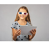   Girl, School, 3d, Mint, Virtual, 3d Glasses