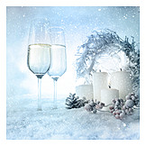   Decoration, Christmas, Champagne Glasses