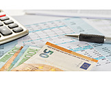   Finance, Balance Sheet, Euro Banknote, Payroll