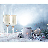   Christmas, Christmas decoration, Champagne glasses