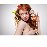   Nude, Seductive, Redhead, Floral