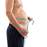   Young Man, Measuring, Stomach, Waist