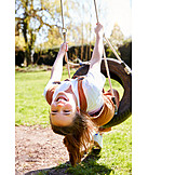   Girl, Happy, Playing, Swing