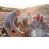  Beach, Broiling, Family, Barbecue