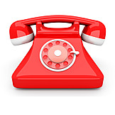   Telephone, Retro, Red, Rotary Phone