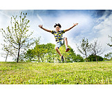   Boy, Joy, Jumping, Arms Outstreched