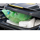   Recycling, Abfall, Mülltonne, Styropor